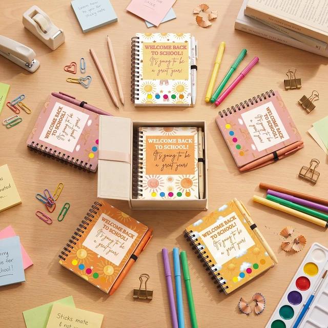 Alt view image 6 of 7 - 40 Pcs Back to School Gifts Bulk Spiral Notebooks with Sticky Notes First Day of School Notepads Motivational Back to School Pens Party Favor for Teacher Student Classroom Rewards