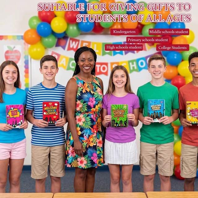 Alt view image 2 of 7 - 40 Pcs Back to School Gifts Bulk Spiral Notebooks with Sticky Notes First Day of School Notepads Motivational Back to School Pens Party Favor for Teacher Student Classroom Rewards