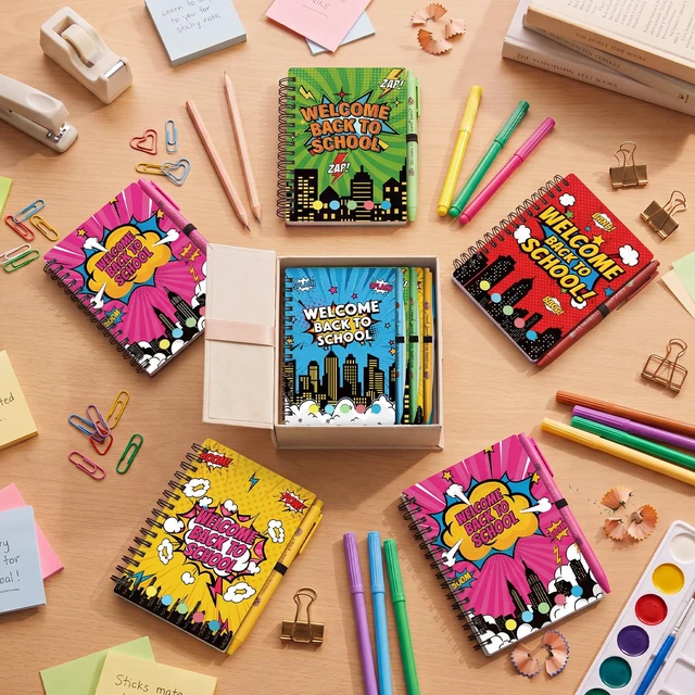Alt view image 4 of 7 - 40 Pcs Back to School Gifts Bulk Spiral Notebooks with Sticky Notes First Day of School Notepads Motivational Back to School Pens Party Favor for Teacher Student Classroom Rewards