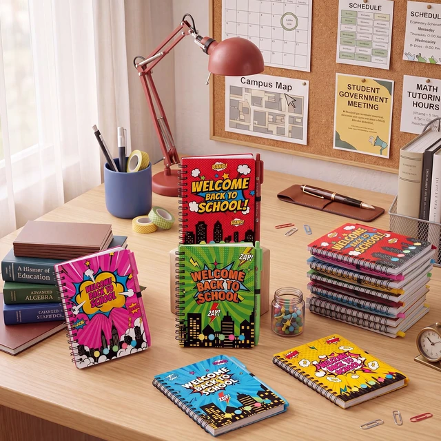 Alt view image 7 of 7 - 40 Pcs Back to School Gifts Bulk Spiral Notebooks with Sticky Notes First Day of School Notepads Motivational Back to School Pens Party Favor for Teacher Student Classroom Rewards