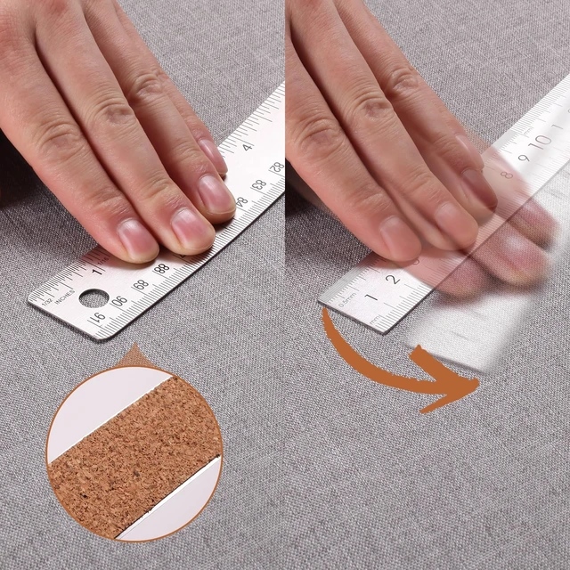Alt view image 4 of 7 - Metal Ruler 36 Inch, Non-Slip Cork Backing, Ink Bleed-Resistant Edge, 2 Pcs Non-slip straight edge with cork backing and inch/centimeter markings for school, office, drafting and engineering