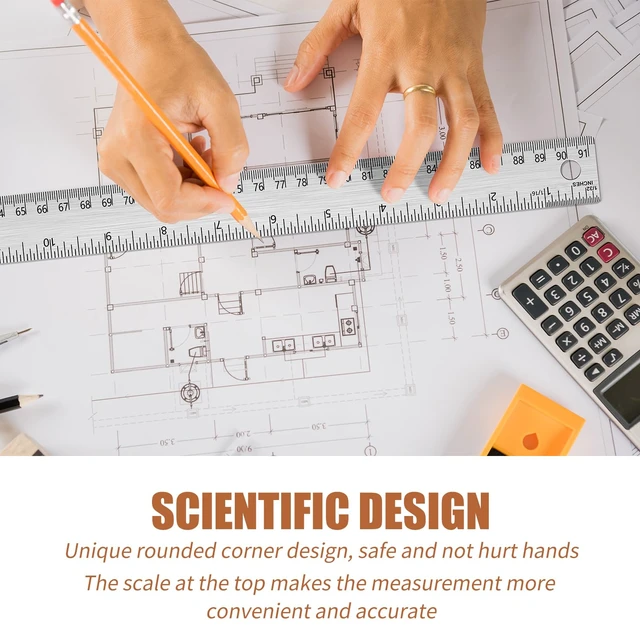 Alt view image 5 of 7 - Metal Ruler 36 Inch, Non-Slip Cork Backing, Ink Bleed-Resistant Edge, 2 Pcs Non-slip straight edge with cork backing and inch/centimeter markings for school, office, drafting and engineering