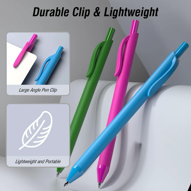 Alt view image 3 of 7 - 108 Pack Black Ink Pens Bulk Retractable Ballpoint Pens 1.0mm No Bleed Click Pens Medium Point Smooth Writing Pens for Work Servers Office Business (Blue Barrel)