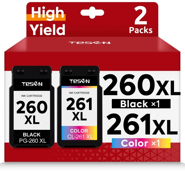 Main image of 260XL 261XL Ink Cartridge Replacement for Canon 260 and 261 XL Combo Pack for TS6400 TS6420 TS6420a TR7000 TR7020 TR7020a TS5300 TS5320 Printer Ink Cartridge PG-260 CL-261 XL High Yield (Black,Color)