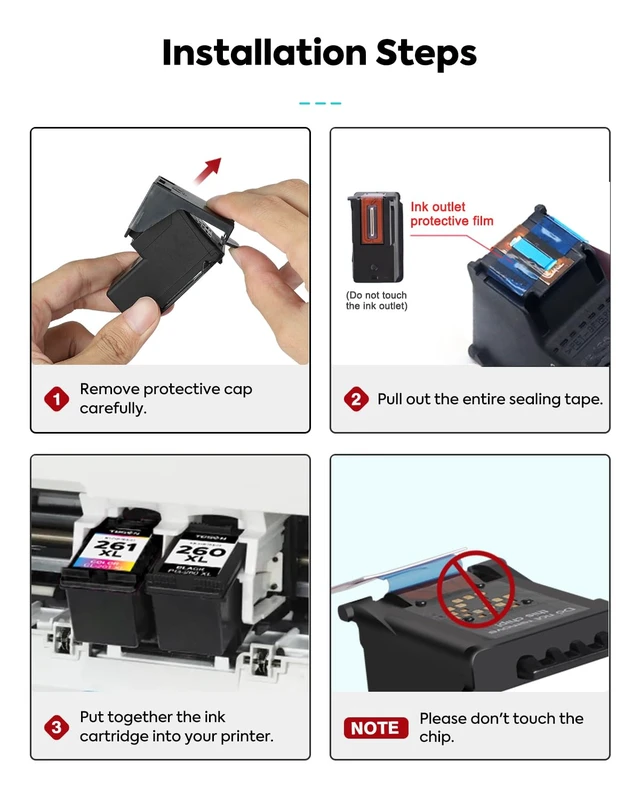 Alt view image 4 of 5 - 260XL 261XL Ink Cartridge Replacement for Canon 260 and 261 XL Combo Pack for TS6400 TS6420 TS6420a TR7000 TR7020 TR7020a TS5300 TS5320 Printer Ink Cartridge PG-260 CL-261 XL High Yield (Black,Color)