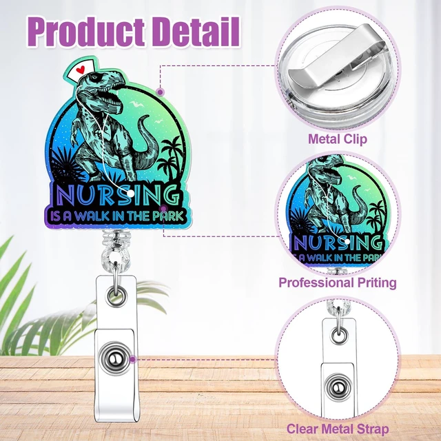 Alt view image 3 of 7 - Funny Badge Reel Nurse Retractable Badge Holder, Medical Cute Nursing Designs for Medical Staff, Name Tag Clip, Bulk Gifts for Coworkers Students Office, Funny Work Accessories