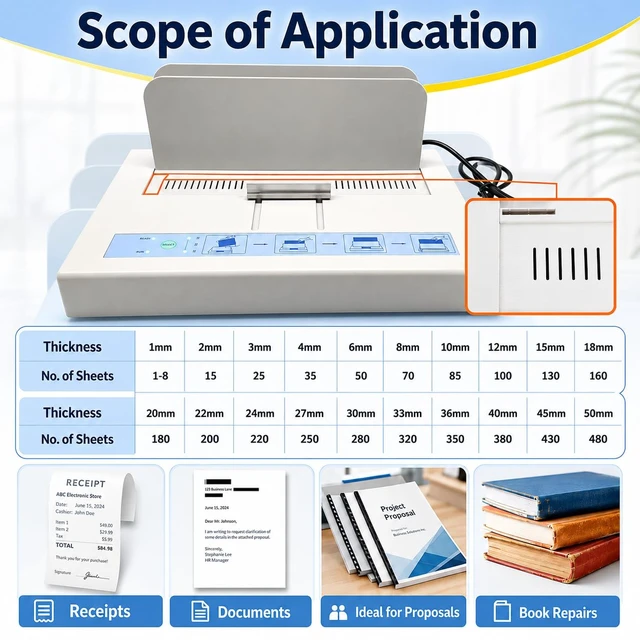 Alt view image 7 of 7 - Thermal Binding Machine 500 Sheets Capacity, Book Binding Material 110V Binding Machine A3(Short Edge)/A4/A5 Document Heat Binder with 10Pcs Covers (Black)