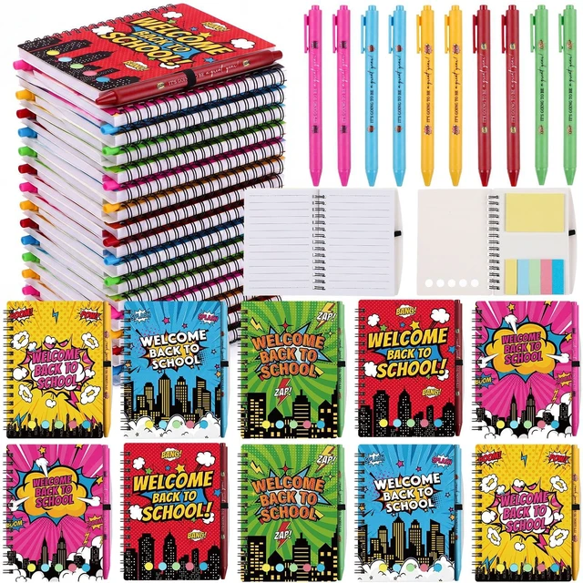 Main image of 40 Pcs Back to School Gifts Bulk Spiral Notebooks with Sticky Notes First Day of School Notepads Motivational Back to School Pens Party Favor for Teacher Student Classroom Rewards
