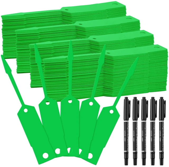 Main image of 2000 Pcs Self Locking Arrow Key Tags,Green, 4 1/2 x 3/4 Inch Car Key Labels Self Lock Identifiers Car Parts Tags with 5 Pcs Black Pens for Office Automotive Shop Supplies