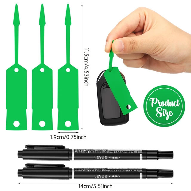 Alt view image 2 of 7 - 2000 Pcs Self Locking Arrow Key Tags,Green, 4 1/2 x 3/4 Inch Car Key Labels Self Lock Identifiers Car Parts Tags with 5 Pcs Black Pens for Office Automotive Shop Supplies