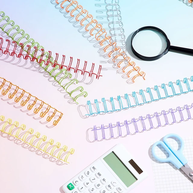 Alt view image 4 of 6 - 100 Pcs 9/16 Metal Double Loop Binding Wires Bulk Binding Wires Double Spiral Ring Coil 10 Colors Twin Spines Combs 23 Holes 2: 1 Pitch Coil Machine Wire