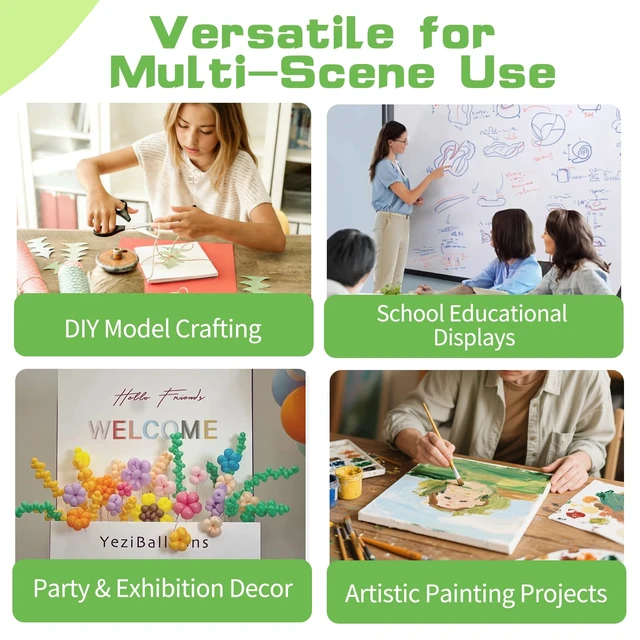 Alt view image 5 of 7 - 4 Pack Foam Board 30"x40", 0.23 Inch Thickness Poster Board, Double-Sided Acid-Free Foam Core Board, Large Lightweight Polystyrene Board for Painting, Display, Craft & School Projects, White