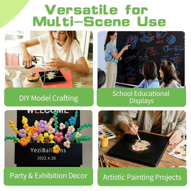 Alt view image 5 of 7 - 4 Pack Foam Board 30"x40", 0.23 Inch Thickness Poster Board, Double-Sided Acid-Free Foam Core Board, Large Lightweight Polystyrene Board for Painting, Display, Craft & School Projects, Black
