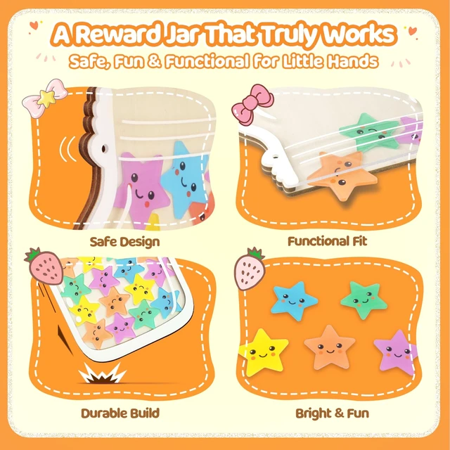 Alt view image 4 of 7 - Magnetic Reward Jars for Kids - 25 Star Tokens Reward Jar for Classroom Visible Progress, Positive Habit Building, Easy-to-Handle Tokens, Home & Classroom Use, Reusable Goal Tracking