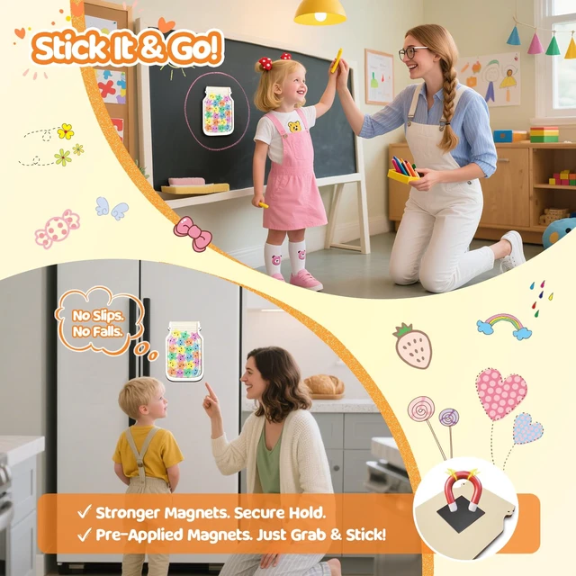 Alt view image 5 of 7 - Magnetic Reward Jars for Kids - 25 Star Tokens Reward Jar for Classroom Visible Progress, Positive Habit Building, Easy-to-Handle Tokens, Home & Classroom Use, Reusable Goal Tracking