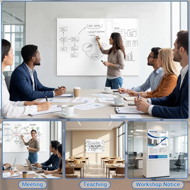 Alt view image 6 of 7 - White Board Dry Erase Paper, 36" x 24" Whiteboard Wallpaper, with 3 Markers, Stain-Proof & Super Sticky, No Ghost After 60 Days, Peel and Stick Dry Erase Board Paper Roll for Wall/Home/Office