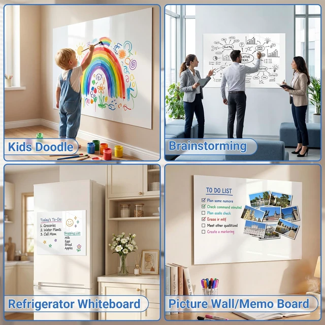 Alt view image 7 of 7 - White Board Dry Erase Paper, 36" x 24" Whiteboard Wallpaper, with 3 Markers, Stain-Proof & Super Sticky, No Ghost After 60 Days, Peel and Stick Dry Erase Board Paper Roll for Wall/Home/Office