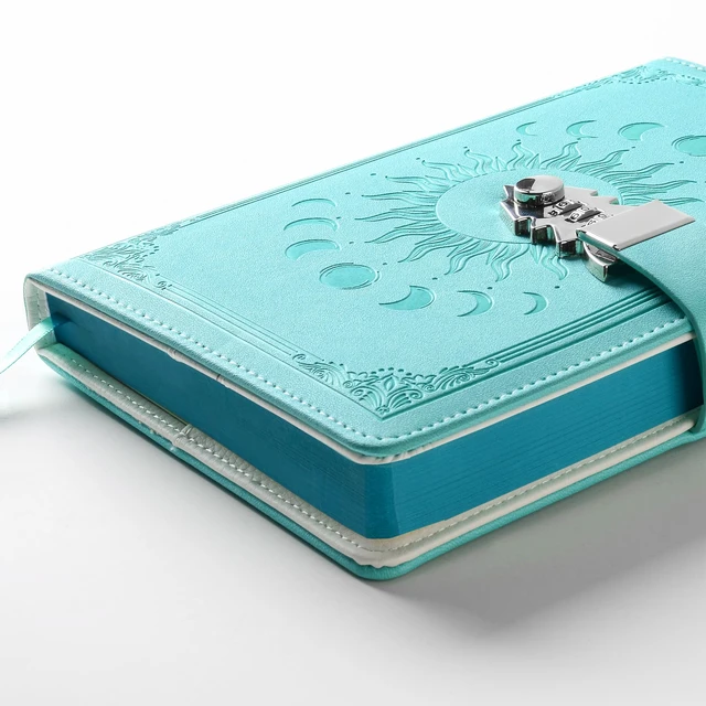 Alt view image 2 of 7 - Diary with Lock for Women Girls, Colorful Lock Journal, Refillable Leather Journal Writing Notebook, Size A5(21 × 15cm) Grass green