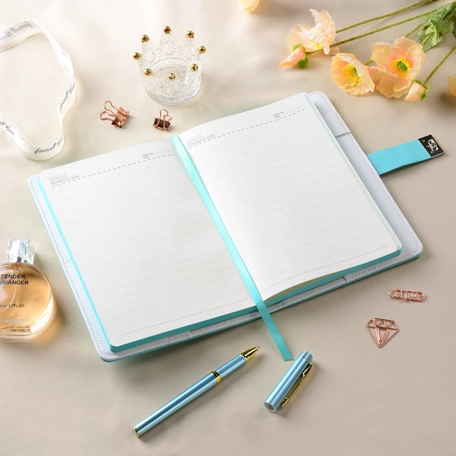 Alt view image 4 of 7 - Diary with Lock for Women Girls, Colorful Lock Journal, Refillable Leather Journal Writing Notebook, Size A5(21 × 15cm) Grass green