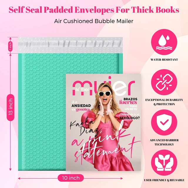 Alt view image 2 of 7 - Bubble Mailers 10x13" Padded Envelopes Teal 40 Pack Waterproof Poly Shipping Bags for Clothing,Self Seal Cushioning,Mailing Pouches for Shipping Books,Jewelry,Makeup Supplies,Opaque,Bulk