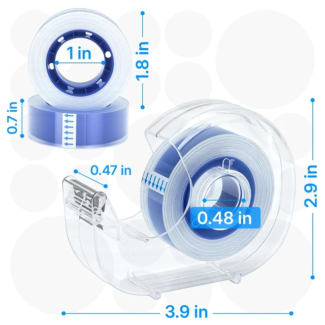 Alt view image 2 of 7 - 40 Pcs Clear Tape Dispensers, 1 Inch Blue Core Refillable Dispensers, Transparent Tape, 0.7" x 27 yds Per Roll, Ideal for School, Office, Gift Wrapping and Craft