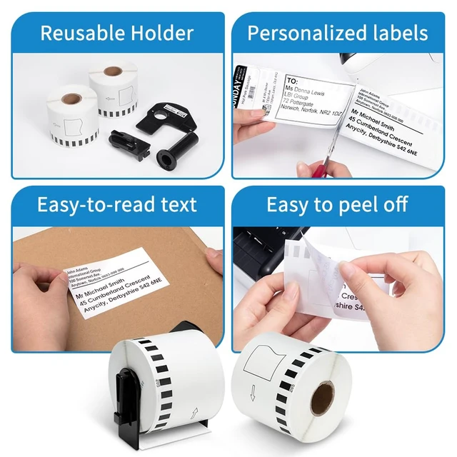 Alt view image 3 of 7 - Comaptible with Brother Removable DK-4205 Continous Label Roll DK4205 Work with QL serise Printer QL 600 700 QL820nwb, 2.4" x 100', Black on White, 5 white paper rolls + 1 frame