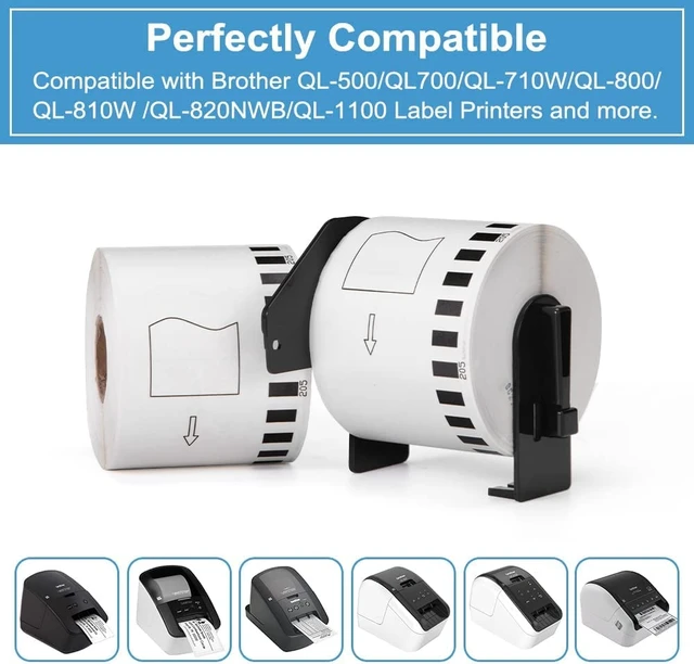 Alt view image 4 of 7 - Comaptible with Brother Removable DK-4205 Continous Label Roll DK4205 Work with QL serise Printer QL 600 700 QL820nwb, 2.4" x 100', Black on White, 5 white paper rolls + 1 frame