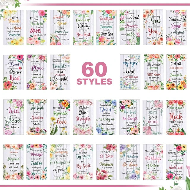 Alt view image 3 of 7 - 240 Pcs Bible Verse Cards bulk with Full Scripture, Flower Style Mini Prayer Cards, with Assorted Motivational Inspirational Gospels Quote, for Friend Religious Christian Gift, for Women Men