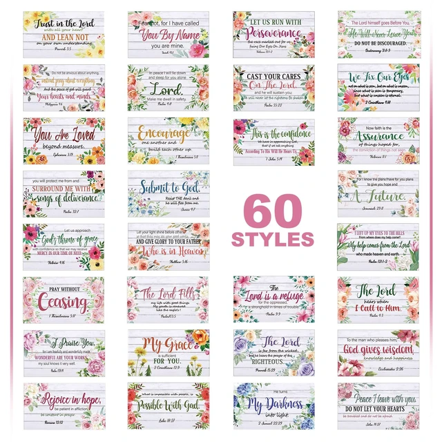 Alt view image 4 of 7 - 240 Pcs Bible Verse Cards bulk with Full Scripture, Flower Style Mini Prayer Cards, with Assorted Motivational Inspirational Gospels Quote, for Friend Religious Christian Gift, for Women Men