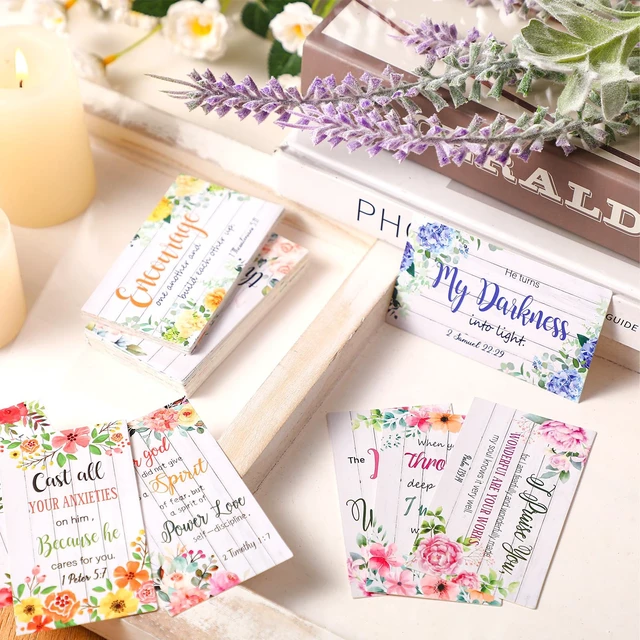 Alt view image 7 of 7 - 240 Pcs Bible Verse Cards bulk with Full Scripture, Flower Style Mini Prayer Cards, with Assorted Motivational Inspirational Gospels Quote, for Friend Religious Christian Gift, for Women Men