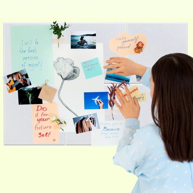 Alt view image 2 of 7 - White Cork Bulletin Board 12x12, 1/2" Thick Felt Cork Board Tiles 6 Pack, Small Square Pin Board for Wall, Self Adhesive Corkboards with 60 Push Pin Wood Clips for School, Home & Office