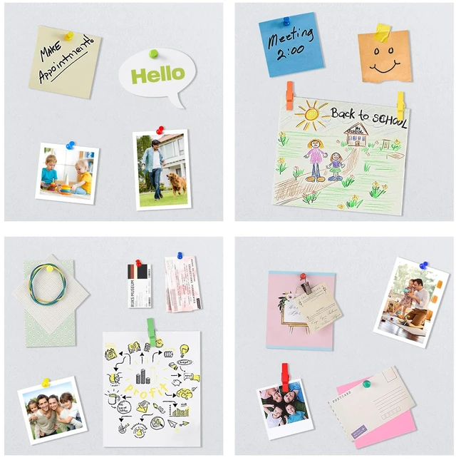 Alt view image 4 of 7 - White Cork Bulletin Board 12x12, 1/2" Thick Felt Cork Board Tiles 6 Pack, Small Square Pin Board for Wall, Self Adhesive Corkboards with 60 Push Pin Wood Clips for School, Home & Office