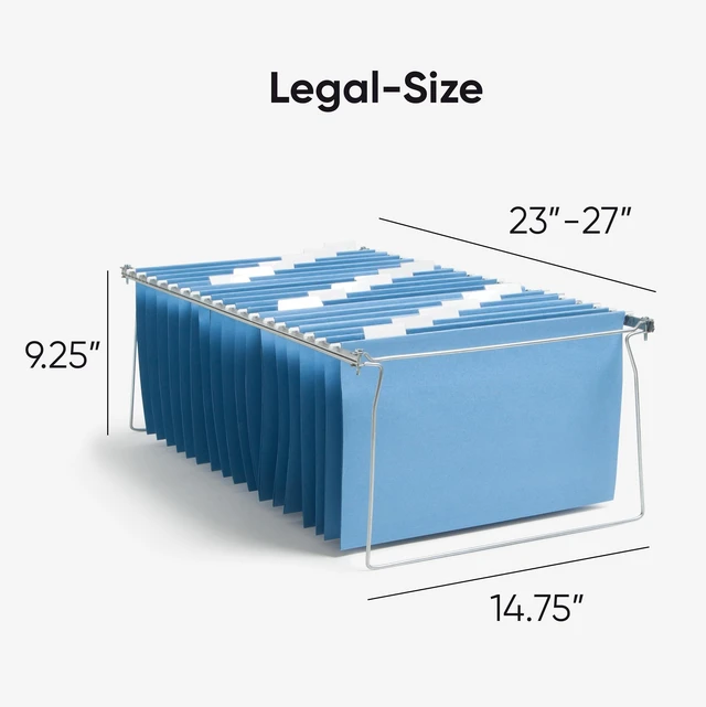 Alt view image 2 of 6 - Steel Hanging File Folder Frames, 2 Count, Gray, Adjustable Depth 23" to 27", Legal Size (64873)