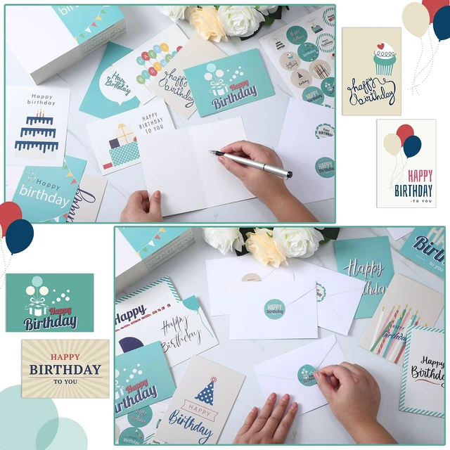 Alt view image 3 of 6 - 200 Pack Happy Birthday Card Assorted Bulk with Blank Envelopes and Stickers 4 x 6 Inches Greeting Blank Happy Birthday Cards for Men Women Adults Kids, 20 Styles(Elegant Style)