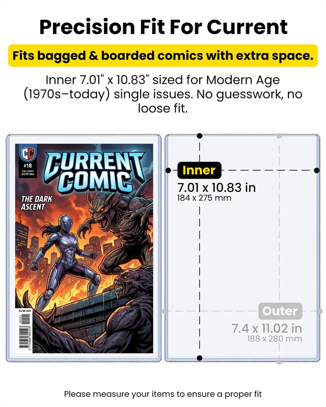 Alt view image 2 of 7 - 10 Pack Current Comic Book Top Loaders, 195 PT 15 Mil Rigid PVC 5mm Deep Comic Book Hard Plastic Sleeves Protectors for Modern Comics Storage, Display, Collection & Signed Comics, Blue Tint