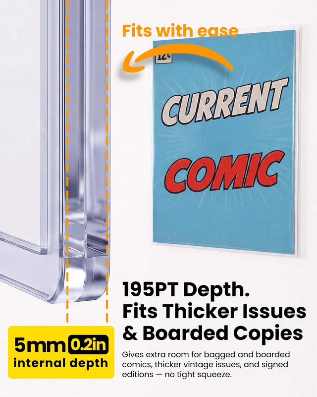 Alt view image 3 of 7 - 10 Pack Current Comic Book Top Loaders, 195 PT 15 Mil Rigid PVC 5mm Deep Comic Book Hard Plastic Sleeves Protectors for Modern Comics Storage, Display, Collection & Signed Comics, Blue Tint