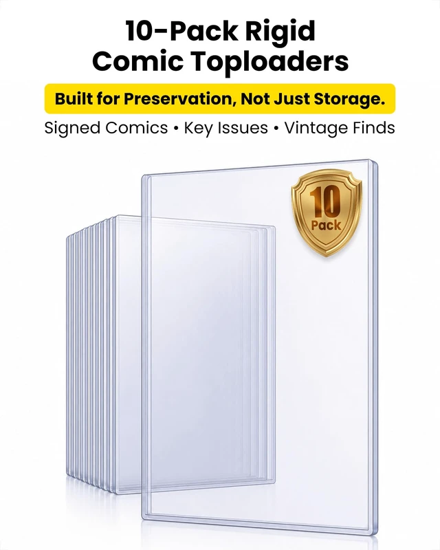 Alt view image 6 of 7 - 10 Pack Current Comic Book Top Loaders, 195 PT 15 Mil Rigid PVC 5mm Deep Comic Book Hard Plastic Sleeves Protectors for Modern Comics Storage, Display, Collection & Signed Comics, Blue Tint
