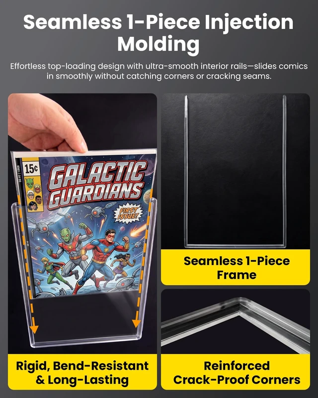 Alt view image 7 of 7 - 10 Pack Current Comic Book Top Loaders, 195 PT 15 Mil Rigid PVC 5mm Deep Comic Book Hard Plastic Sleeves Protectors for Modern Comics Storage, Display, Collection & Signed Comics, Blue Tint