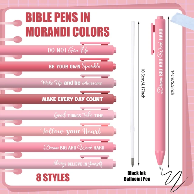 Alt view image 3 of 6 - 80 Pcs Motivational Pens Christian Pens Bulk, Pink Series Inspirational Pens with Sayings, Affirmation Ballpoint Pen, 0.7 mm Black Ink, Positive Gifts for Coworkers Women Office