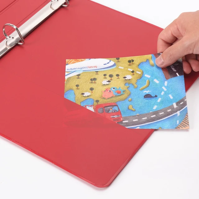 Alt view image 6 of 7 - Heavy Sturdy 1 Inch Slant-D Ring 3 Ring Binder with Clear View Cover 1"Heavy Duty Slant-D Ring,PVC-Free 2.4mm Board,Holds 225 Letter Sheets,Commercial Bulk for Corporate Offices,6 Pack (Red)