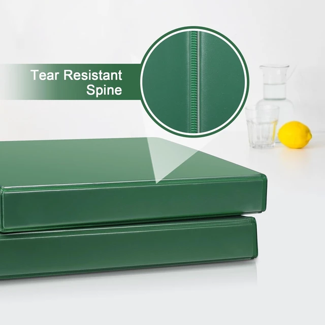 Alt view image 3 of 7 - Heavy Sturdy 1 Inch Slant-D Ring 3 Ring Binder with Clear View Cover 1"Heavy Duty Slant-D Ring,PVC-Free 2.4mm Board,Holds 225 Letter Sheets,Commercial Bulk for Corporate Offices,6 Pack (Green)