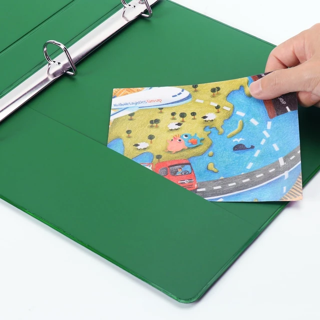 Alt view image 5 of 7 - Heavy Sturdy 1 Inch Slant-D Ring 3 Ring Binder with Clear View Cover 1"Heavy Duty Slant-D Ring,PVC-Free 2.4mm Board,Holds 225 Letter Sheets,Commercial Bulk for Corporate Offices,6 Pack (Green)
