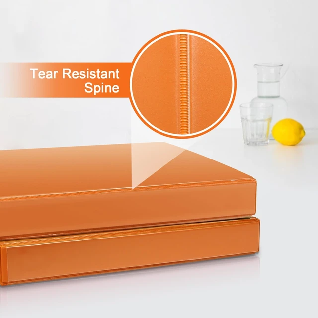 Alt view image 3 of 7 - Heavy Sturdy 1 Inch Slant-D Ring 3 Ring Binder with Clear View Cover 1"Heavy Duty Slant-D Ring,PVC-Free 2.4mm Board,Holds 225 Letter Sheets,Commercial Bulk for Corporate Offices,6 Pack (Orange)