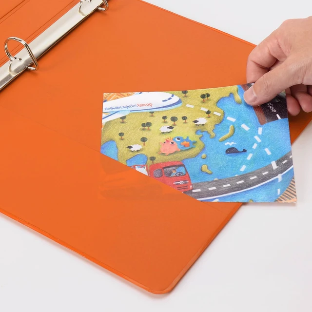 Alt view image 6 of 7 - Heavy Sturdy 1 Inch Slant-D Ring 3 Ring Binder with Clear View Cover 1"Heavy Duty Slant-D Ring,PVC-Free 2.4mm Board,Holds 225 Letter Sheets,Commercial Bulk for Corporate Offices,6 Pack (Orange)