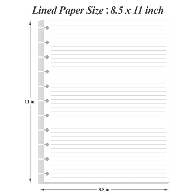 Alt view image 4 of 7 - (3-Pack) Letter Size Discbound Refill Paper, 11 Disc Paper Refill for Note-Taking System Discbound Planner, 300Sheets / 600Pages Discbound Paper, 100gsm, White, 8.5'' x 11''