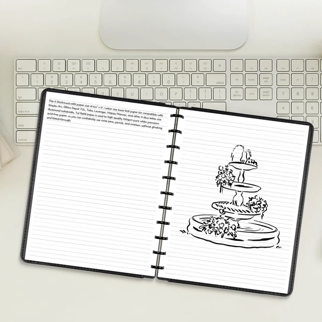 Alt view image 7 of 7 - (3-Pack) Letter Size Discbound Refill Paper, 11 Disc Paper Refill for Note-Taking System Discbound Planner, 300Sheets / 600Pages Discbound Paper, 100gsm, White, 8.5'' x 11''