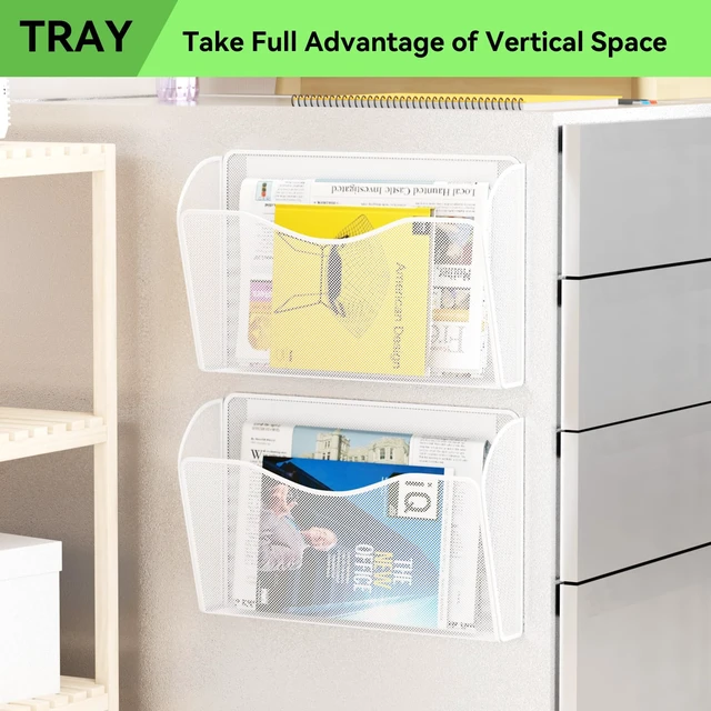 Alt view image 6 of 7 - Magnetic File Holder - Heavy Duty Wall File Organizer for Refrigerator & Whiteboard - Strong Magnet Mail Holder & Magazine Rack, No Drilling Document Storage Basket for Office Cabinet