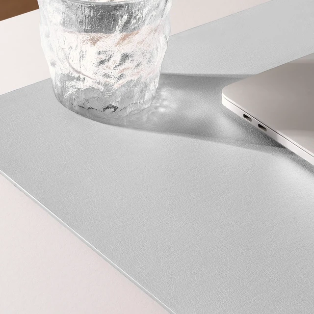 Alt view image 3 of 6 - Leather Desk Blotter Pad 36 x 20 Inches, Flat, Non-Slip, Waterproof, Gray