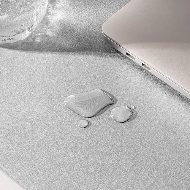 Alt view image 4 of 6 - Leather Desk Blotter Pad 36 x 20 Inches, Flat, Non-Slip, Waterproof, Gray