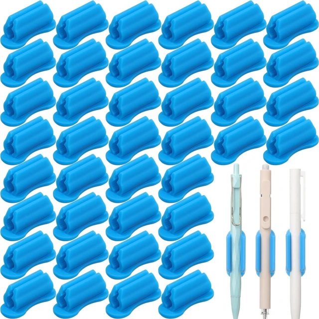 Main image of 48 Pack Adhesive Silicone Pencil Holders Bulk for Desk,Wave,Blue Flexible Pen Holder, Marker Organizer Clipboard, Classroom School Office Supplies, Teacher Stationery Accessories
